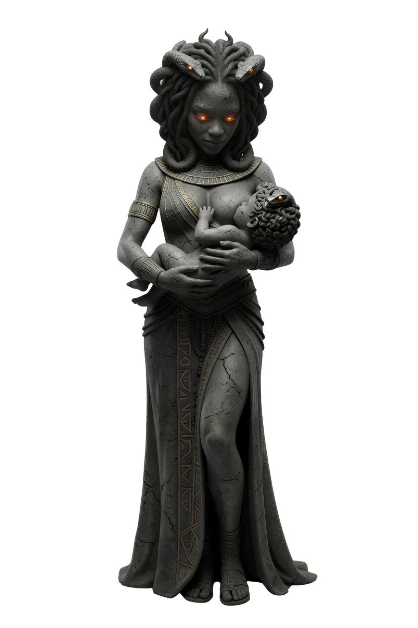 Black Medusa and Child